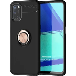 Oppo A72 Kılıf Kickstand Ring Holder Siyah Rose