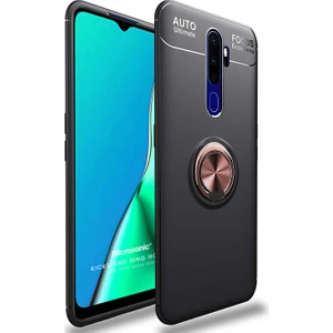 Oppo A9 2020 Kılıf Kickstand Ring Holder Siyah Rose