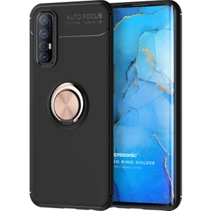 Oppo Reno 3 Pro Kılıf Kickstand Ring Holder Siyah Rose