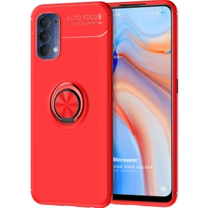 Oppo Reno 4 Kılıf Kickstand Ring Holder Kırmızı