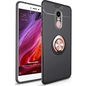 Xiaomi Redmi Note 4X Kılıf Kickstand Ring Holder Siyah Rose