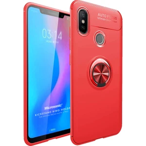 Xiaomi Redmi Note 6 Pro Kılıf Kickstand Ring Holder Kırmızı