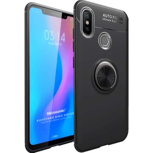 Xiaomi Redmi Note 6 Pro Kılıf Kickstand Ring Holder Siyah