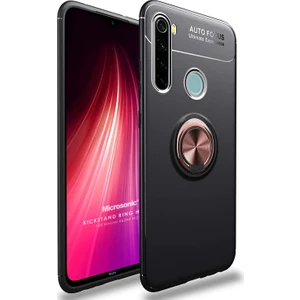 Xiaomi Redmi Note 8T Kılıf Kickstand Ring Holder Siyah Rose