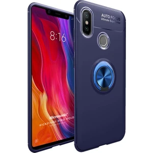 Xiaomi Mi 8 Kılıf Kickstand Ring Holder Lacivert