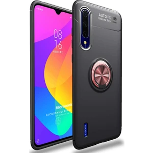 Xiaomi Mi 9 Lite Kılıf Kickstand Ring Holder Siyah Rose