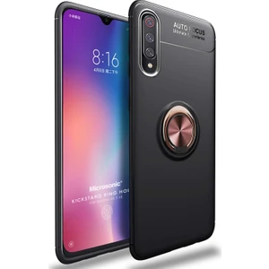 Xiaomi Mi 9 SE Kılıf Kickstand Ring Holder Siyah Rose