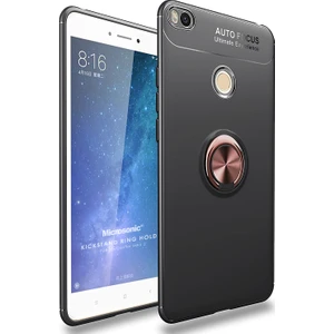 Xiaomi Mi Max 2 Kılıf Kickstand Ring Holder Siyah Rose