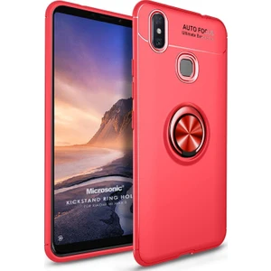 Xiaomi Mi Max 3 Kılıf Kickstand Ring Holder Kırmızı