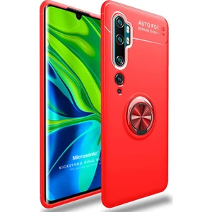 Xiaomi Mi Note 10 Pro Kılıf Kickstand Ring Holder Kırmızı