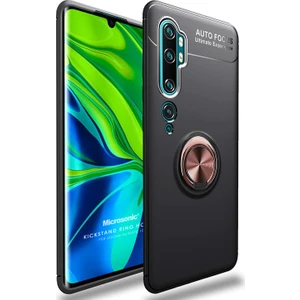 Xiaomi Mi Note 10 Pro Kılıf Kickstand Ring Holder Siyah Rose