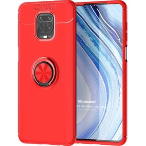 Xiaomi Redmi Note 9 Pro Max Kılıf Kickstand Ring Holder Kırmızı
