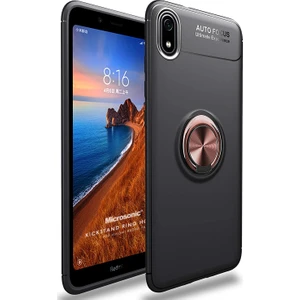 Xiaomi Redmi 7A Kılıf Kickstand Ring Holder Siyah Rose