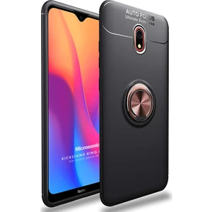 Xiaomi Redmi 8A Kılıf Kickstand Ring Holder Siyah Rose