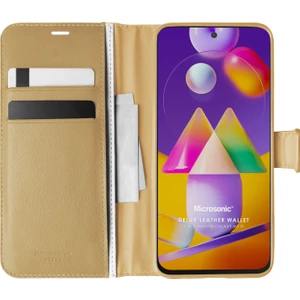 Samsung Galaxy M31s Kılıf Delux Leather Wallet Gold