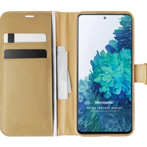 Samsung Galaxy S20 FE Kılıf Delux Leather Wallet Gold