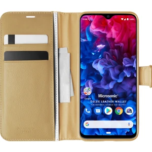 General Mobile GM 20 Pro Kılıf Delux Leather Wallet Gold