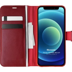 Apple iPhone 12 Pro Kılıf Delux Leather Wallet Kırmızı