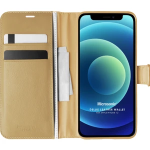 Apple iPhone 12 Pro Max Kılıf Delux Leather Wallet Gold