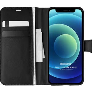 Apple iPhone 12 Pro Max Kılıf Delux Leather Wallet Siyah