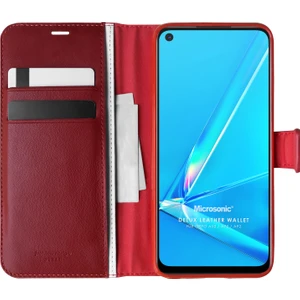 Oppo A52 Kılıf Delux Leather Wallet Kırmızı