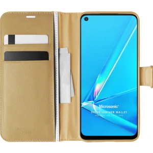 Oppo A72 Kılıf Delux Leather Wallet Gold