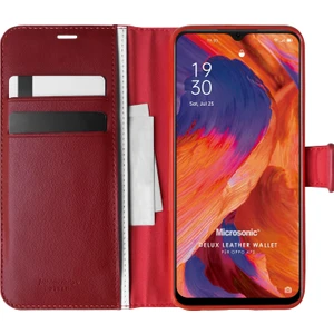 Oppo A73 Kılıf Delux Leather Wallet Kırmızı