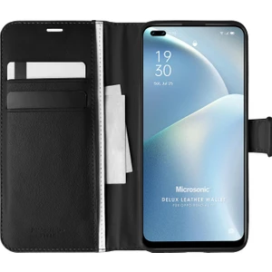 Oppo Reno 4 Lite Kılıf Delux Leather Wallet Siyah