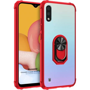 Samsung Galaxy A01 Kılıf Grande Clear Ring Holder Kırmızı