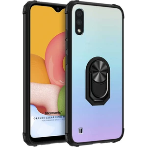 Samsung Galaxy A01 Kılıf Grande Clear Ring Holder Siyah