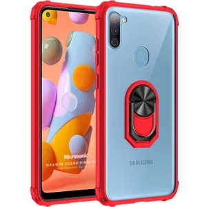 Samsung Galaxy A11 Kılıf Grande Clear Ring Holder Kırmızı
