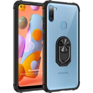 Samsung Galaxy A11 Kılıf Grande Clear Ring Holder Siyah