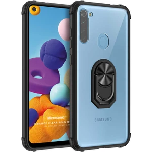 Samsung Galaxy A21 Kılıf Grande Clear Ring Holder Siyah