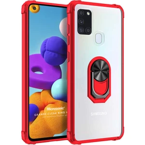 Samsung Galaxy A21s Kılıf Grande Clear Ring Holder Kırmızı