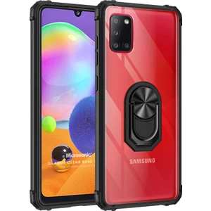 Samsung Galaxy A31 Kılıf Grande Clear Ring Holder Siyah