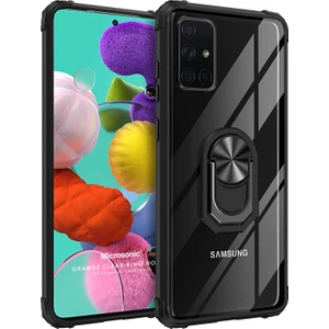Samsung Galaxy A51 Kılıf Grande Clear Ring Holder Siyah