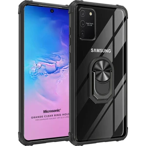 Samsung Galaxy A91 Kılıf Grande Clear Ring Holder Siyah