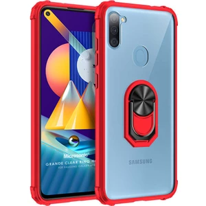 Samsung Galaxy M11 Kılıf Grande Clear Ring Holder Kırmızı