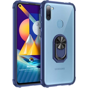 Samsung Galaxy M11 Kılıf Grande Clear Ring Holder Lacivert