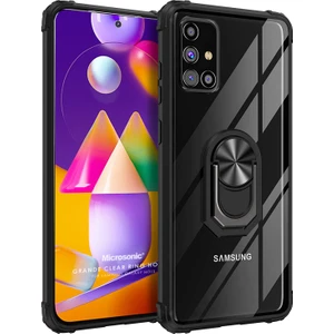 Samsung Galaxy M31s Kılıf Grande Clear Ring Holder Siyah