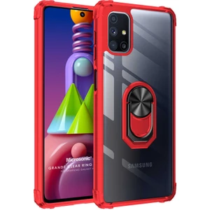 Samsung Galaxy M51 Kılıf Grande Clear Ring Holder Kırmızı