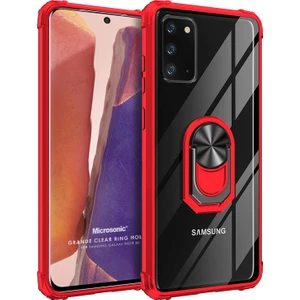 Samsung Galaxy Note 20 Kılıf Grande Clear Ring Holder Kırmızı