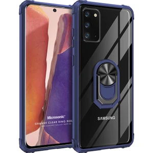 Samsung Galaxy Note 20 Kılıf Grande Clear Ring Holder Lacivert