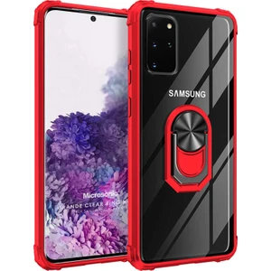 Samsung Galaxy S20 Plus Kılıf Grande Clear Ring Holder Kırmızı