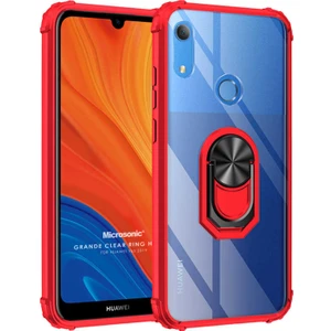 Huawei Honor 8A Kılıf Grande Clear Ring Holder Kırmızı