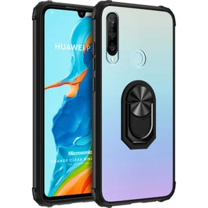 Huawei P30 Lite Kılıf Grande Clear Ring Holder Siyah