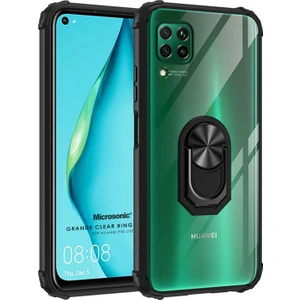 Huawei P40 Lite Kılıf Grande Clear Ring Holder Siyah