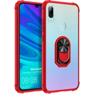 Huawei P Smart 2019 Kılıf Grande Clear Ring Holder Kırmızı
