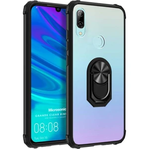 Huawei P Smart 2019 Kılıf Grande Clear Ring Holder Siyah