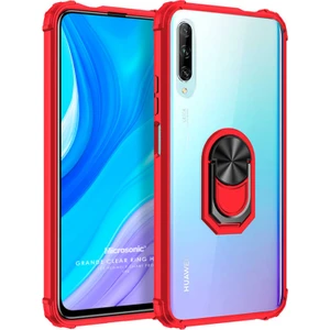 Huawei P Smart Pro Kılıf Grande Clear Ring Holder Kırmızı